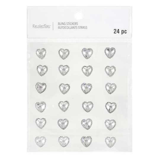 12 Packs: 24 ct. (288 total) Clear Rhinestone Heart Stickers by Recollections™
